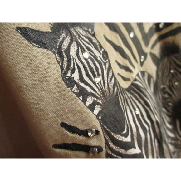 Zebras Vintage Women's T-shirt Large Single Stitch Bejewelled 1990's BIG PRINT L - Picture 3 of 11